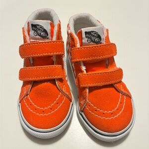 Vans Kids Sk8-Mid Reissue V Hook & Loop Sneakers Orange checkerboard pattern
